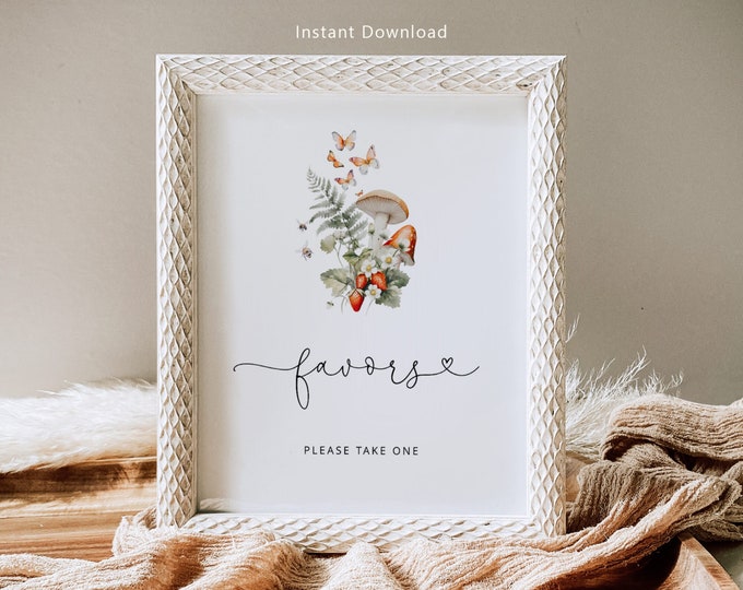 Favors please take one Sign. Little mushroom baby shower favors sign. Fall forest Favors. Little mushroom Favors. Instant Download #mush1