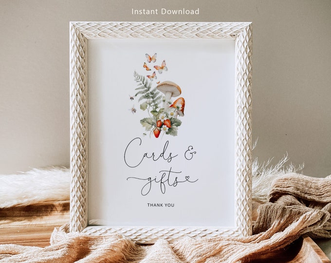 Little mushroom Cards and gifts sign. Fall forest strawberry Cards and gifts sign. Instant download #mush1