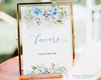 Blue Floral Baby Shower Favors Sign: Boy Decor (Instant Download) #fl3