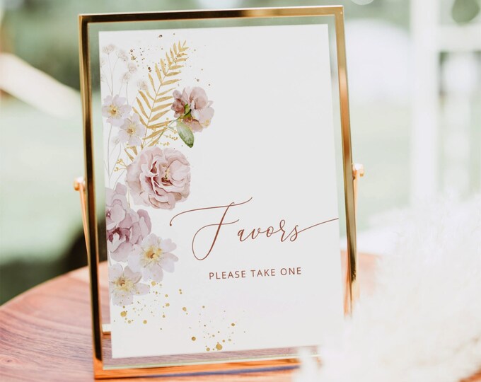 Garden flowers Favors please take one Sign. Boho Floral baby shower favors sign. Beige gold favors sign. Instant Download #gar1