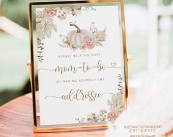 Pumpkin Help the Busy Mom-to-Be by Making Yourself the Addressee. Boho Pumpkin Address an Envelope Sign Instant Download #p8