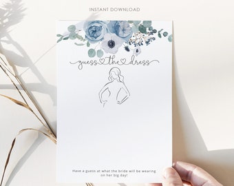 Dusty Blue Guess the Dress Bridal Shower Game (Instant Download) #dus