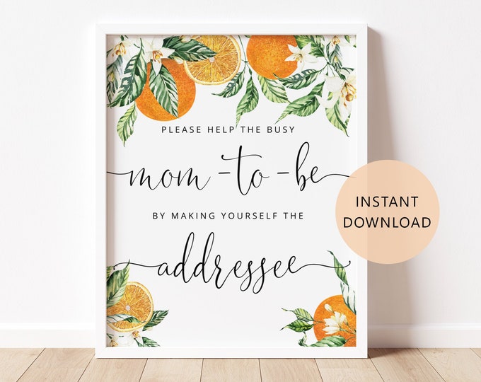 Help the Busy Mom-to-Be by Making Yourself the Addressee. Oranges Address an Envelope Sign Instant Download #or1