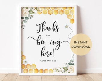 Thanks for beeing here Sign.Thank you for beeing here baby shower favors sign. Honey bee baby shower. Instant Download #bee bee3