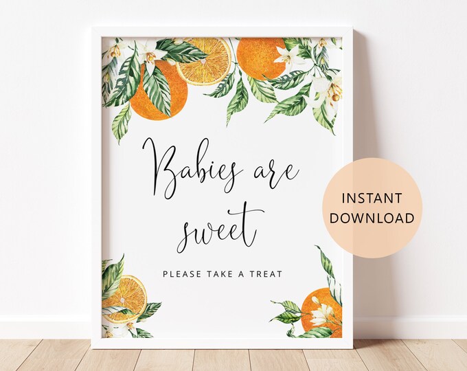 Babies are sweet Sign. Oranges take a treat sign. Little cutie baby shower decor. Oranges baby shower sign. Instant Download #or1