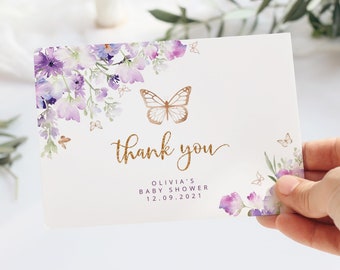AnyDesign Butterfly Floral Thank You Cards 30 Pack Watercolor Flower Note Cards With Matching Seal Stickers Envelopes Glitter Greeting Blank Cards For Baby Shower Wedding Birthday Party, 4 X 6 Inch - View #2