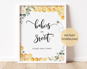 Bee Babies are sweet Sign. Honey bee take a treat sign. Sweet as can bee baby shower decor. Honey babies are sweet. Instant Download #bee
