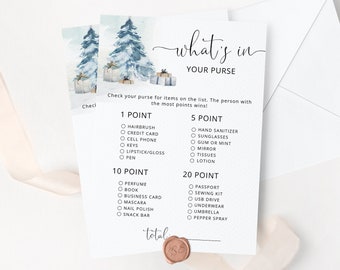 What's in Your Purse Game. Winter what's in your purse baby shower games. Christmas Whats in Your Purse game. Instant Download #ad4