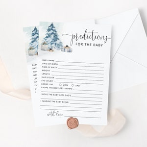 Tarjeta de predicciones de bebés. Juego de baby shower de invierno. Predicciones de invierno para tarjeta de bebé. Juegos navideños para baby shower. Descarga instantánea #ad4
