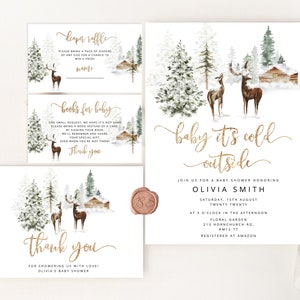 Baby es kalt draußen Baby Shower Einladungspaket. Winter Wald Wald Baby Shower Einladung Bündel. Baby Shower #w3