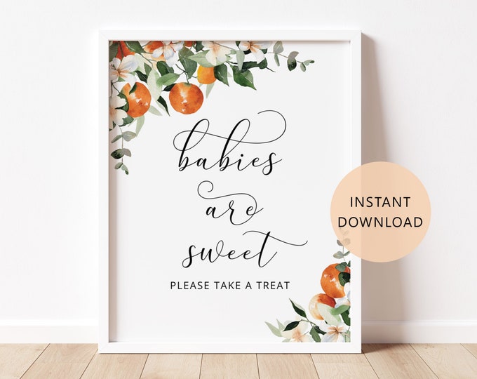 Babies are sweet Sign. Orange babies are sweet sign. Little cutie baby shower decor. Orange baby shower sign. Instant Download #or2