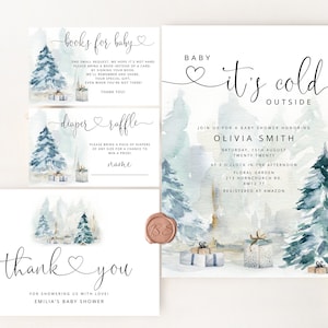 Baby its cold outside Baby Shower Invitation bundle. Winter baby shower invitation bundle. Gender Neutral Baby Shower Invitation set. ad4 image 1