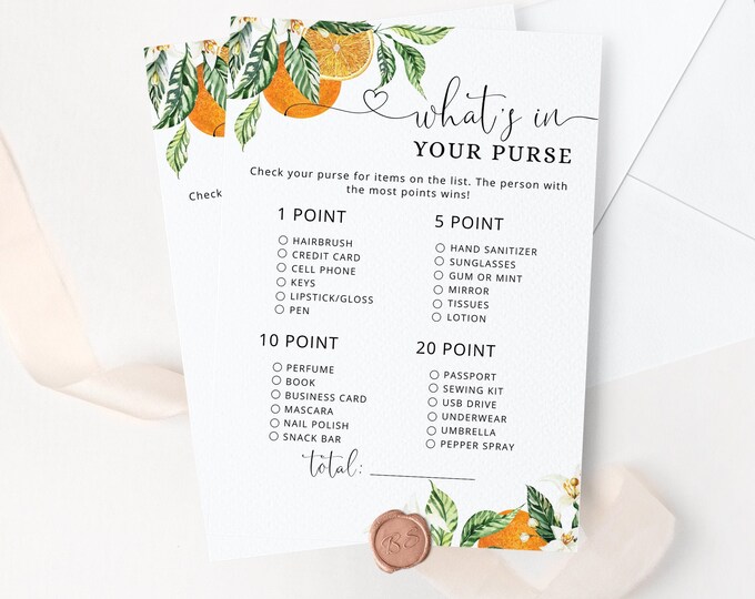 What's in Your Purse Game. Orangewhats in your purse game. Little cutie Whats in Your Purse game. Instant Download #or1