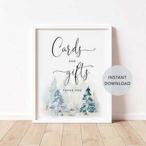 Cartes et cadeaux d'hiver en 2 tailles. Cartes et cadeaux de fête prénatale d'hiver. Décoration de baby shower enneigée. Téléchargement instantané #ad4