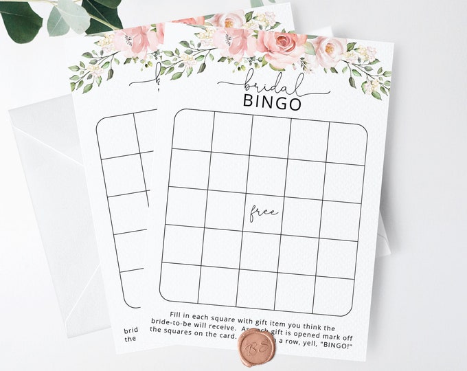 Floral Bridal Shower Bingo. Printable Bridal Bingo. Bridal shower games, Bridal shower printable Instant Download #br2