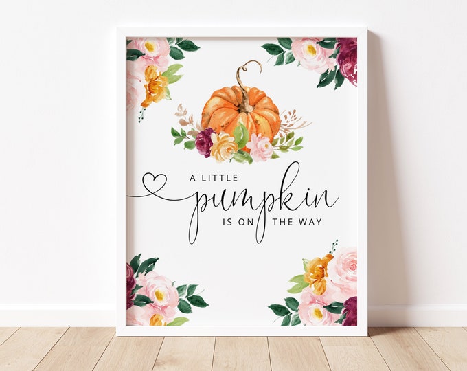Little pumpkin baby shower sign. Fall pumpkin sign. Fall baby shower decor. Instant Download #p2