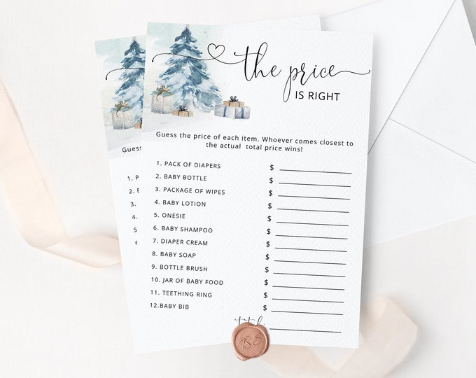 Winter the Price is Right Baby Shower Game. Winter baby shower game. Guessing Game. Christmas Baby Shower Game. Instant Download #ad4
