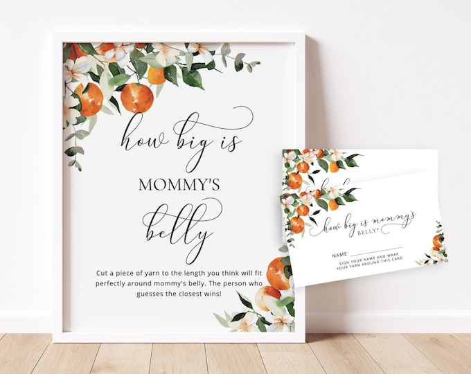 Orange How Big is Mommy's Belly Game. Little cutie how big is mommy's belly sign. Citrus Belly Guessing Game. Instant Download #or2