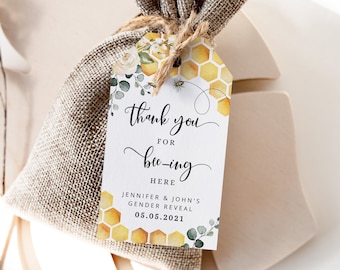 Bee Baby Shower Favor Tag Template: Editable Thank You Tag (Digital Download) #bee3