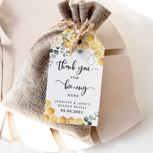 Bee Baby Shower Favor Tag Template: Editable Thank You Tag (Digital Download) #bee3
