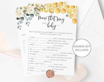 Bee Baby Shower Game: Name That Song (Instant Download) #bee