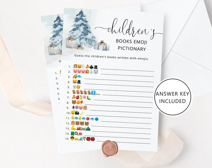 Children's Book Emoji Pictionary. Winter Baby Shower emoji pictionary guessing game with answers. Instant download #ad4