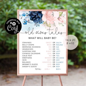 Old Wives Tales Sign, Gender Reveal Decorations, Gender Reveal Printable Party Sign, He or She gender reveal games. Instant download #gr2