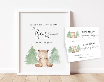 Guess How Many Gummy Bears Game, Winter Bear Baby Shower (Instant Download) #w2