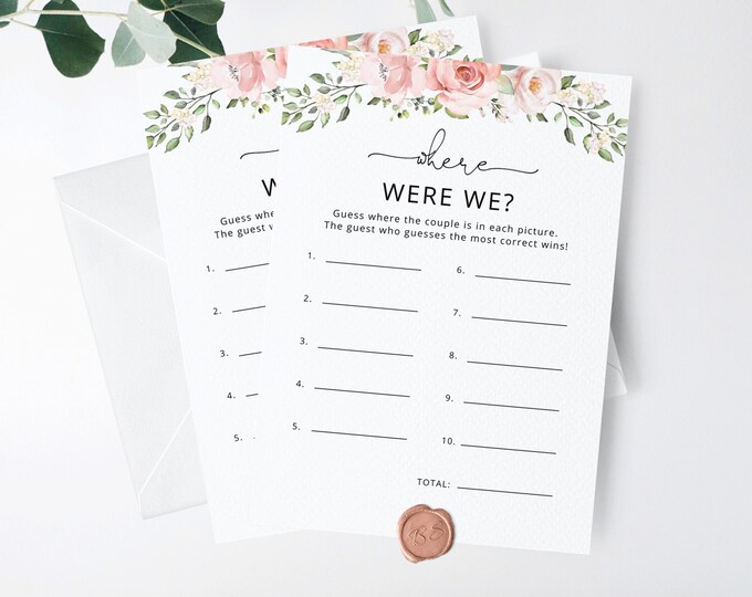 Where were we bridal shower game. Couple shower where were they game. Floral where were we game. Instant Download #br2