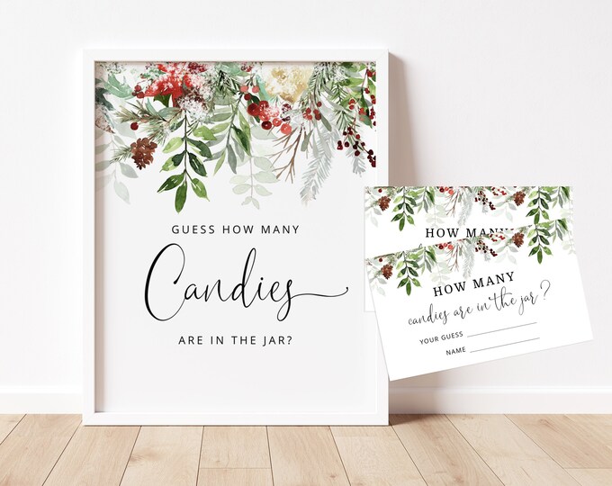 Guess How Many Candies Are In The Jar. Winter Baby Shower Game. Baby its cold outside guess how many guessing game.  Instant Download #rg2