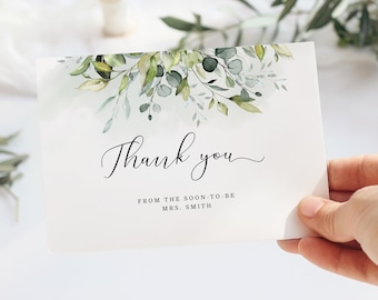Eucalyptus greenery Thank You Cards Printable Template. Greenery bridal shower Thank You Card. Greenery thank you card #01