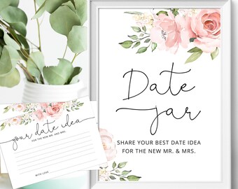 Date Jar Game. Date Jar Sign, Date Ideas Cards. Date Night Bridal Shower Games. Bachelorette Party Game Hen Party Night #BR2