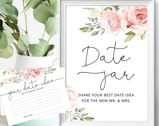 Date Jar Game. Date Jar Sign, Date Ideas Cards. Date Night Bridal Shower Games. Bachelorette Party Game Hen Party Night #BR2