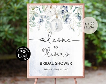 Winter bridal shower welcome sign. Winter editable welcome sign. Christmas welcome sign  Corjl Printable, Instant Download. #wb3