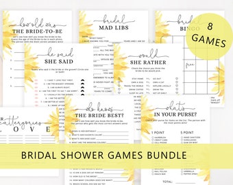 Sunflower Bridal Shower Games Bundle, Wedding Shower Games. Bachelorette Party Games, Printable Hen's Party Games Instant Download #sun1