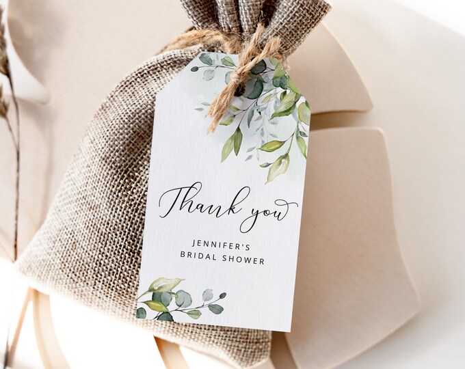 Greenery favor tag. Greenery Bridal shower Thank You Tag Template. Eucalyptus thank you tag. Eucalyptus favor tag #01