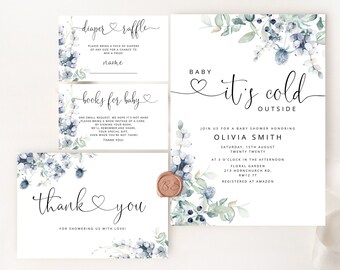 Winter Baby Shower Invitation bundle. Baby it's cold outside baby shower invitation bundle. Gender Neutral Baby Shower Invitation set.  #ad6