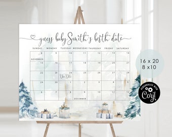 Winter Guess the due Date calendar. Winter Guess The Baby Birthday Game. baby its cold outside Baby Shower Instant download #ad4