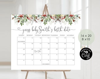 Winter Guess the due Date Kalender. Evergreen Guess The Baby Birthday Spiel. Baby its cold outside Baby Shower Instant download #rg2