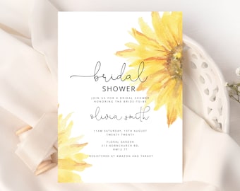 Sunflower Bridal Shower Invitation Template. Brunch and Bubbly Bridal Shower Invitation. Bridal Shower, Sunflower Invitation Corjl #sun1