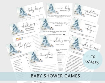 Winter Baby Shower Games Bundle. Baby it&#39;s cold outside Baby Shower Games. Pine tree baby shower games. Instant Download #ad4