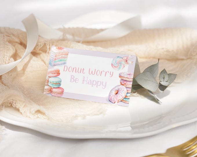 Sweet One Donut Party Pastel Food Label Template. Editable Corjl Download #ice1