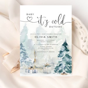 Baby its cold outside Baby Shower Invitation bundle. Winter baby shower invitation bundle. Gender Neutral Baby Shower Invitation set. ad4 image 2