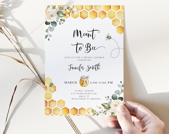 Bee Bridal Shower Invitation Template. Meant to bee Bridal Shower Invitation. Honey bee bridal shower Corjl #bee3