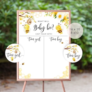 Bee Gender onthullen Boy of Girl grafiek. Wat zal babybij Raden het geslachtsteken. Honingbij tekent hij of zij. Breng uw stem uit Teken #08