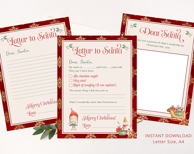 Letter to Santa kit. Printable Dear Santa Letter Template. Official Letter to Santa kit for all ages #ch1