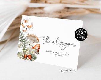Mushroom Baby Shower Thank You Card: Boho Cottagecore Template (Corjl) #mush1