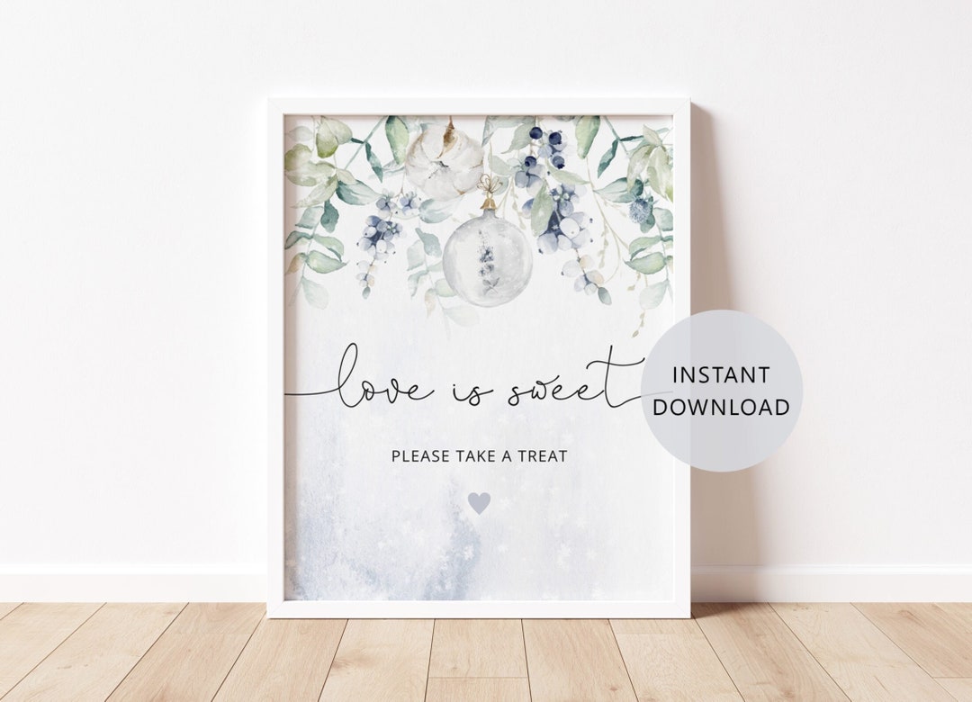 Winter Eucalyptus 'love is Sweet' Sign: Bridal Shower Decor