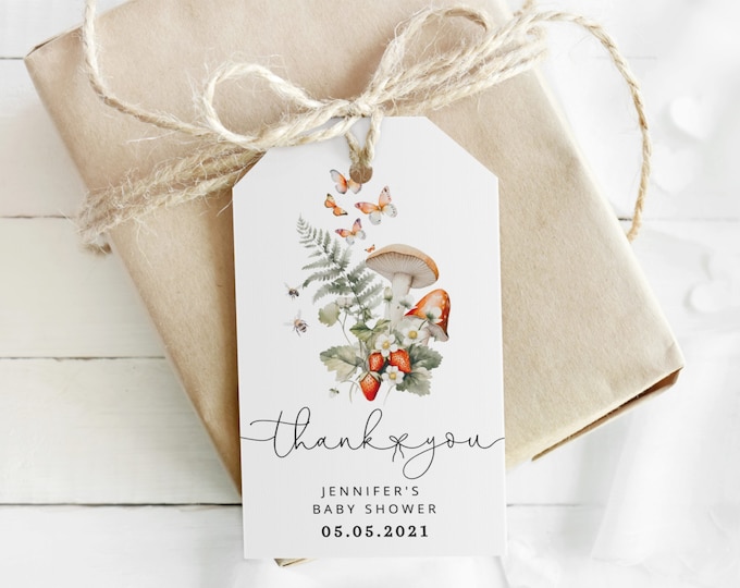 Little mushroom favor tag. Editable mushroom Thank You Tag Template. Fall forest thank you tag #mush1