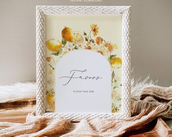 Lemon Favors please take one Sign. Elegant floral citrus Favors sign. Instant Download #lm2